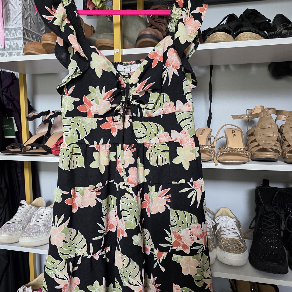 NYC Black Dress with Floral Design